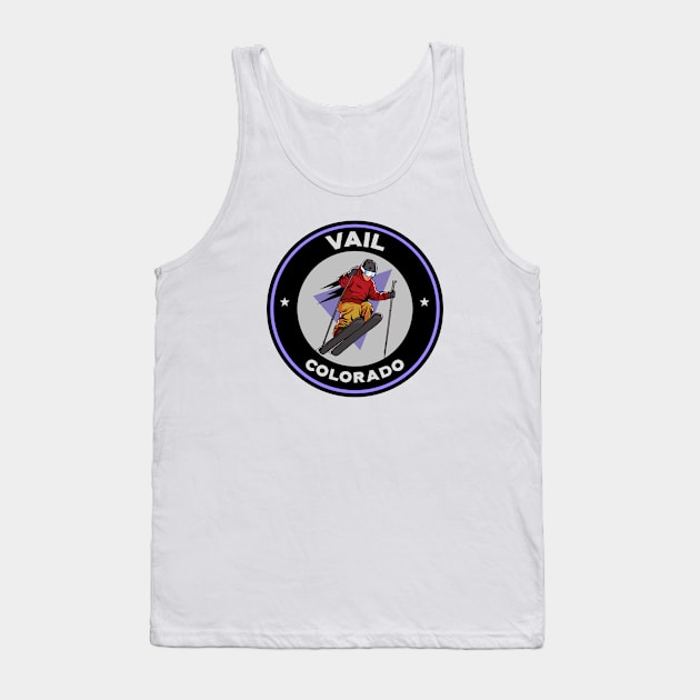 Vail, Colorado Snow Skiing Tank Top by Mountain Morning Graphics